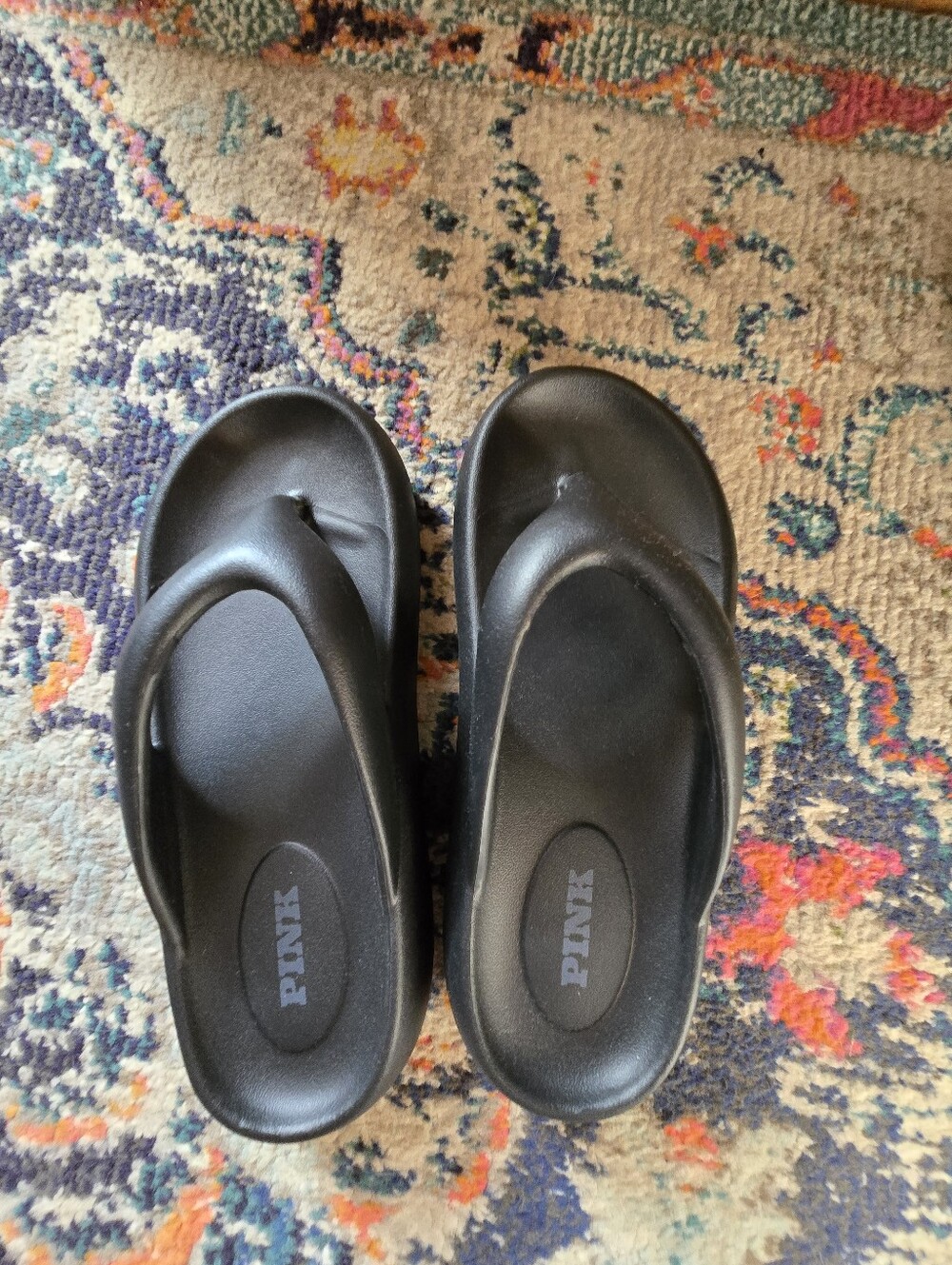PINK Victoria's Secret Black Women's Foam Flip Flop Sandals